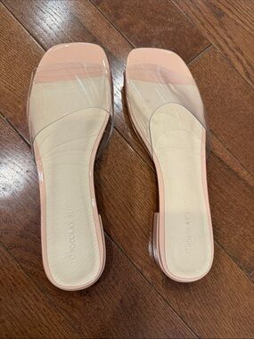 Never Worn brand new Clear Strap Slide Sandals in Nude Pink